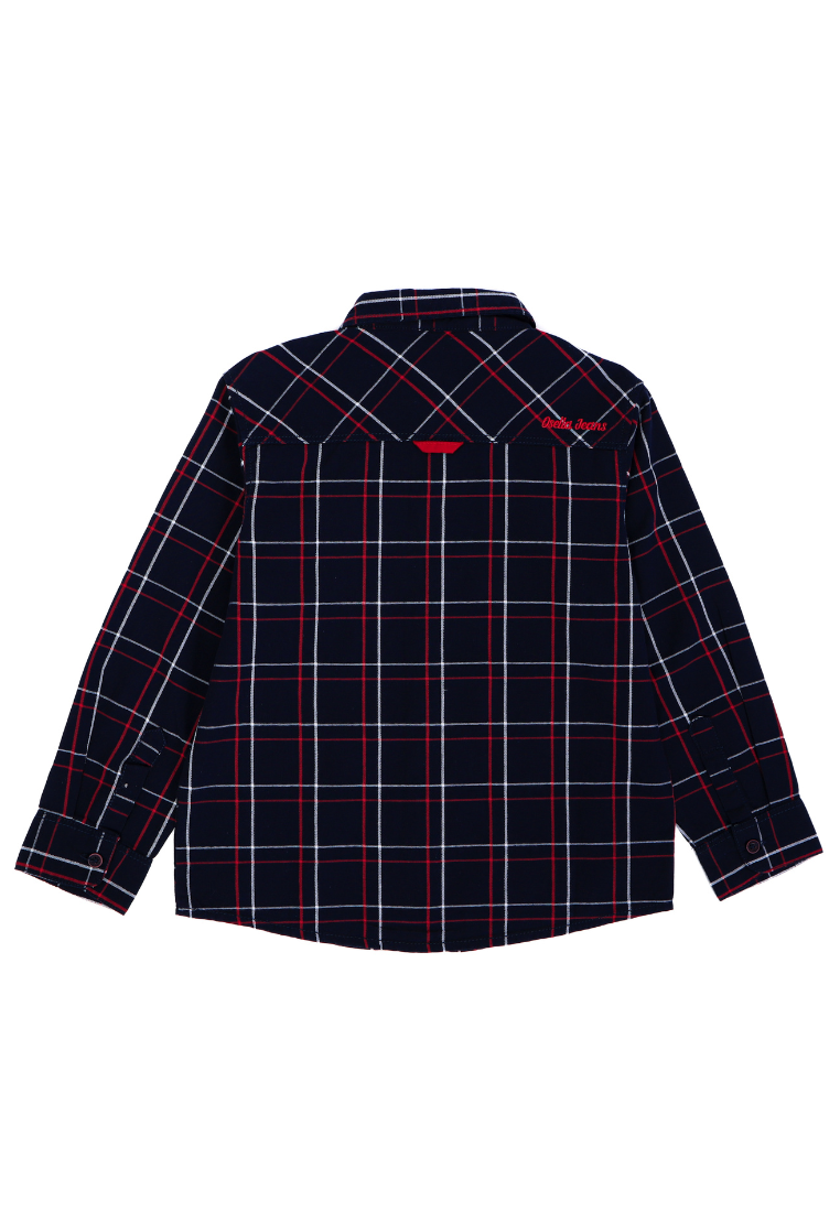 Osella Lunar Checkerd Regular Long Sleeve Shirt In Navy, White And Red