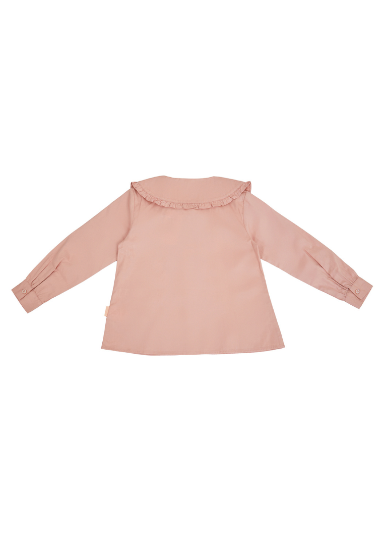 Osella Kids Long Sleeve Wide Ruffled Collar Blouse In Peach