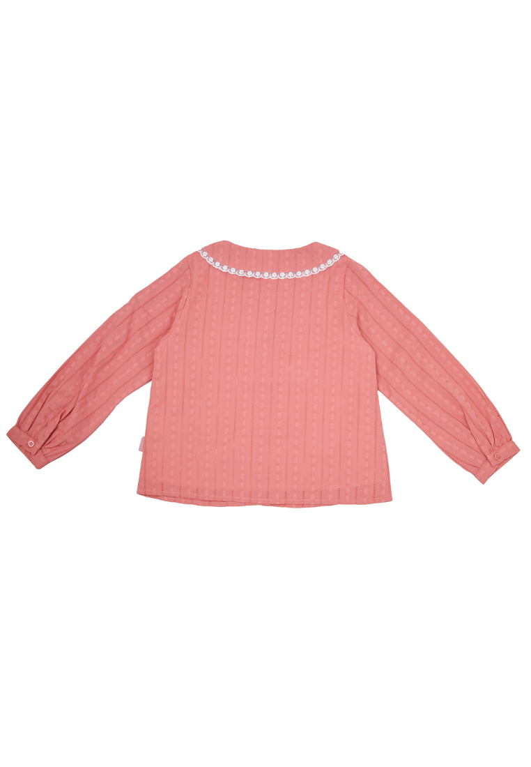 Osella Kids Long Sleeve Blouse With Round Collar In Pink