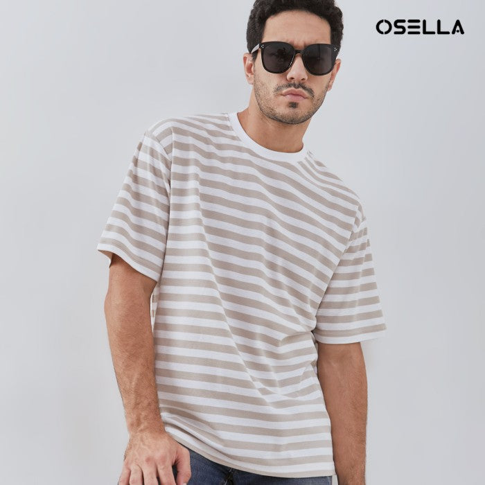 [NEW] Osella Jordan Striped Relaxed Fit T-shirt With Fancy Fabric 20715003