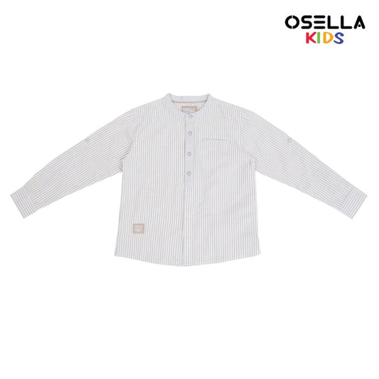 [NEW] Osella Kids Long Sleeve Koko Shirt In Beige And White 2237400138