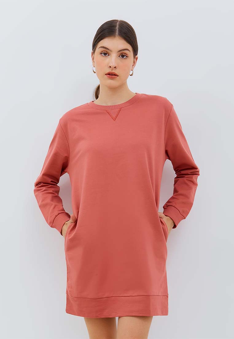 Osella Long Sleeve Knit Mini Dress in Rose Pink
