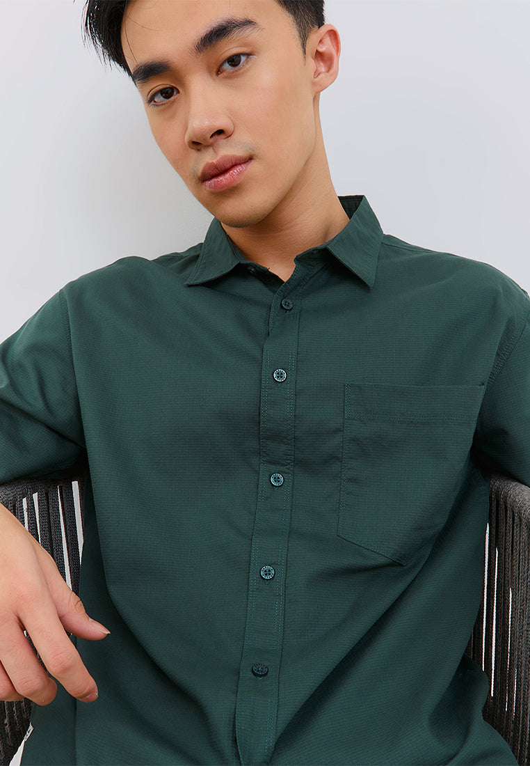 Osella Short Sleeve Textured Relaxed Fit Shirt