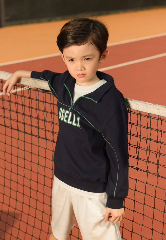 Osella Kids Jaime Zip-Up Sweatshirt In Navy