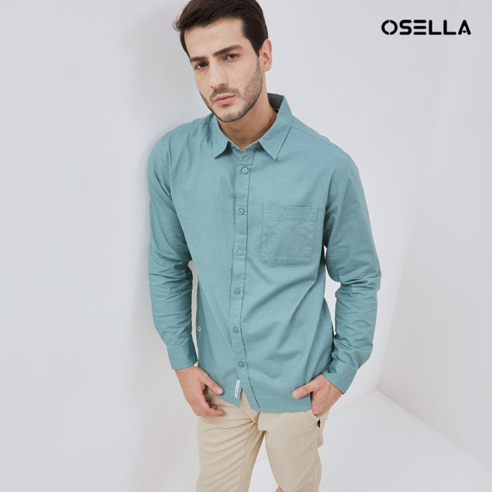 [NEW] Osella Long Sleeve Solid Regular  Shirt In Mint 2037501519