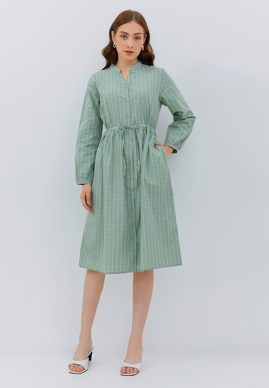 Osella Midi Checkered Koko Dress In Wasabi Green