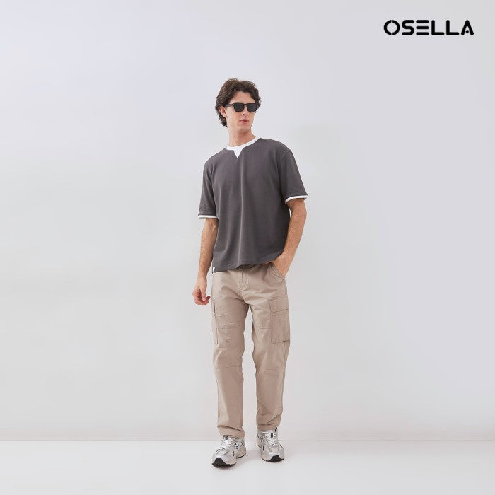 [NEW] OSELLA TEXTURED RELAXED FIT T-SHIRT WITH CONTRAST COLLAR 20715004