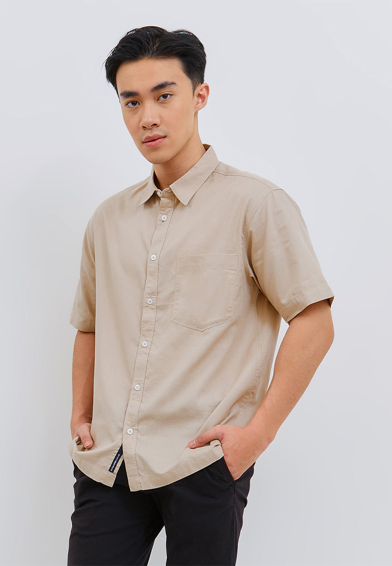 Osella Short Sleeve Textured Relaxed Fit Shirt