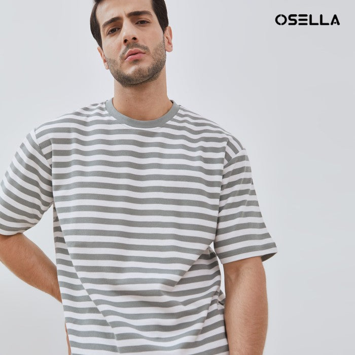 [NEW] Osella Jordan Striped Relaxed Fit T-shirt With Fancy Fabric 20715003