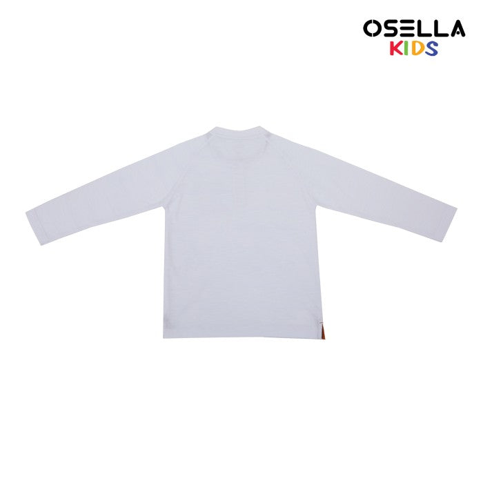 [NEW] OSELLA FAWAZ LONG SLEEVE HENLEY SHIRT WITH TEXTURURED LOOK FABRIC 2277500