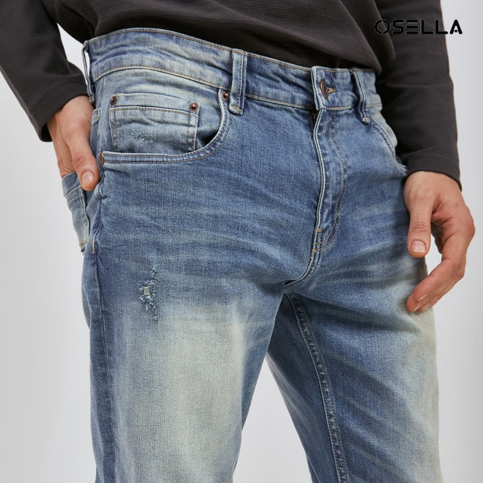 [New] Osella Thomas Slim Fit Jeans In Medium Indigo Blue 208O5002A2 | Celana Panjang Jeans Pria