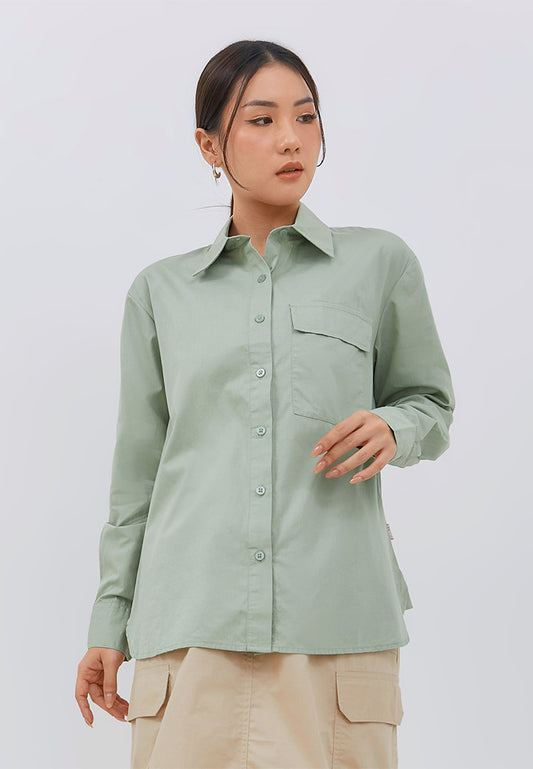 Osella Oversize Long Slevee Shirt In Sage Green