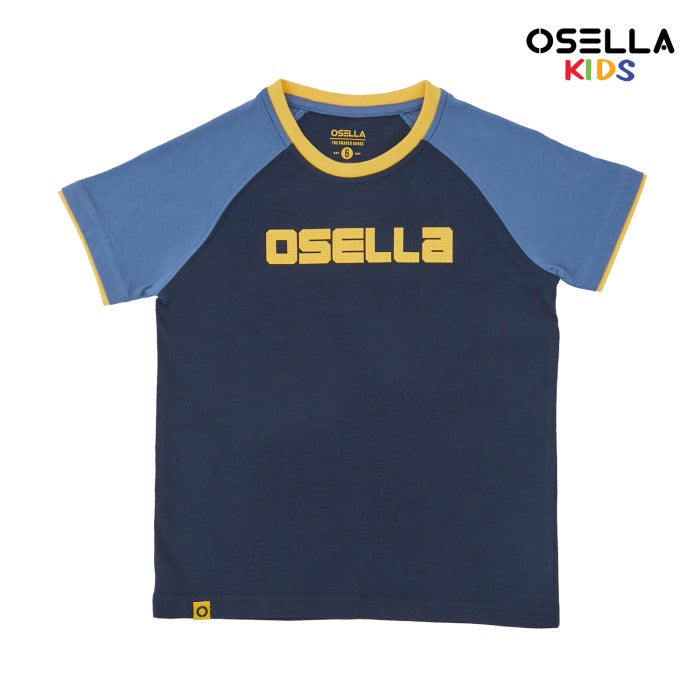 [NEW[] OSELLA REGULAR TEXTURED GRAPHIC T-SHIRT WITH RAGLAN SLEEVE IN NAVY AND SEAPORT BLUE COMBINATION  2274500359 | Atasan Kaos Anak Laki Laki