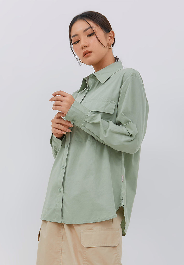 Osella Oversize Long Slevee Shirt In Sage Green