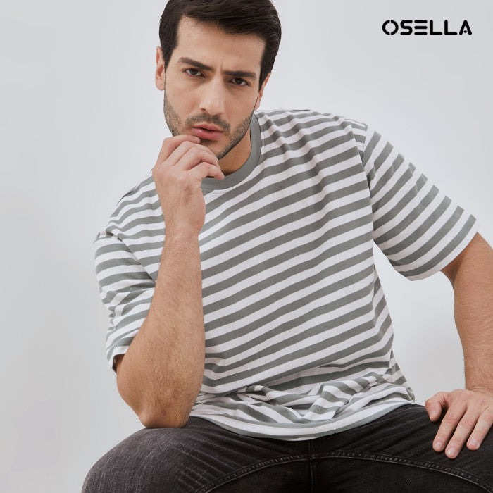 [NEW] Osella Jordan Striped Relaxed Fit T-shirt With Fancy Fabric 20715003