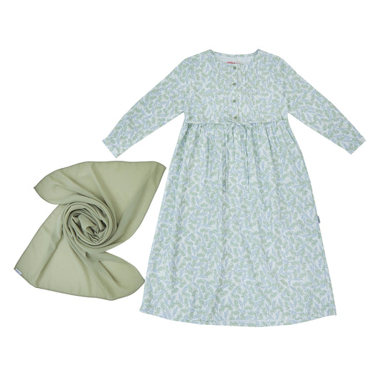 Osella Kids Floral Maxi Dress In White With Pleat Detailing On The Front
