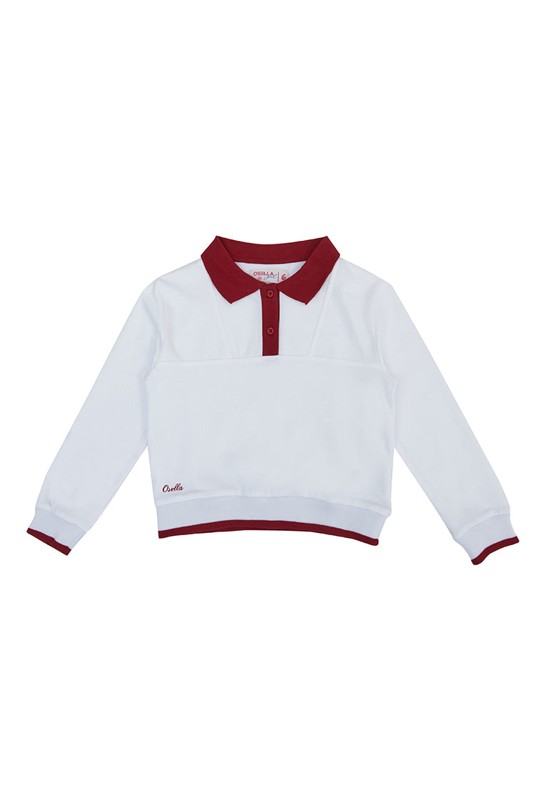 Osella Collared Sweatshirt In Red And White Color Combination