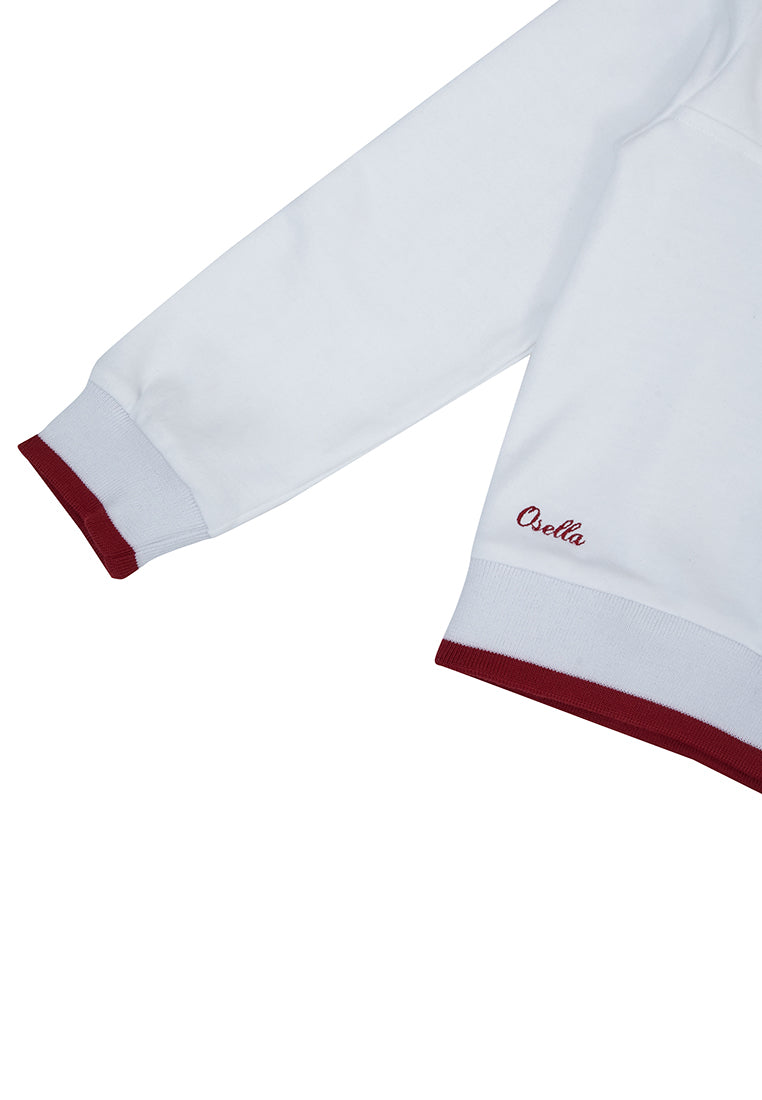 Osella Collared Sweatshirt In Red And White Color Combination