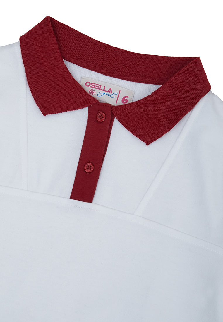 Osella Collared Sweatshirt In Red And White Color Combination