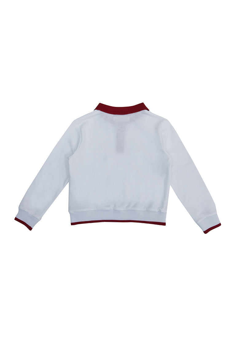 Osella Collared Sweatshirt In Red And White Color Combination