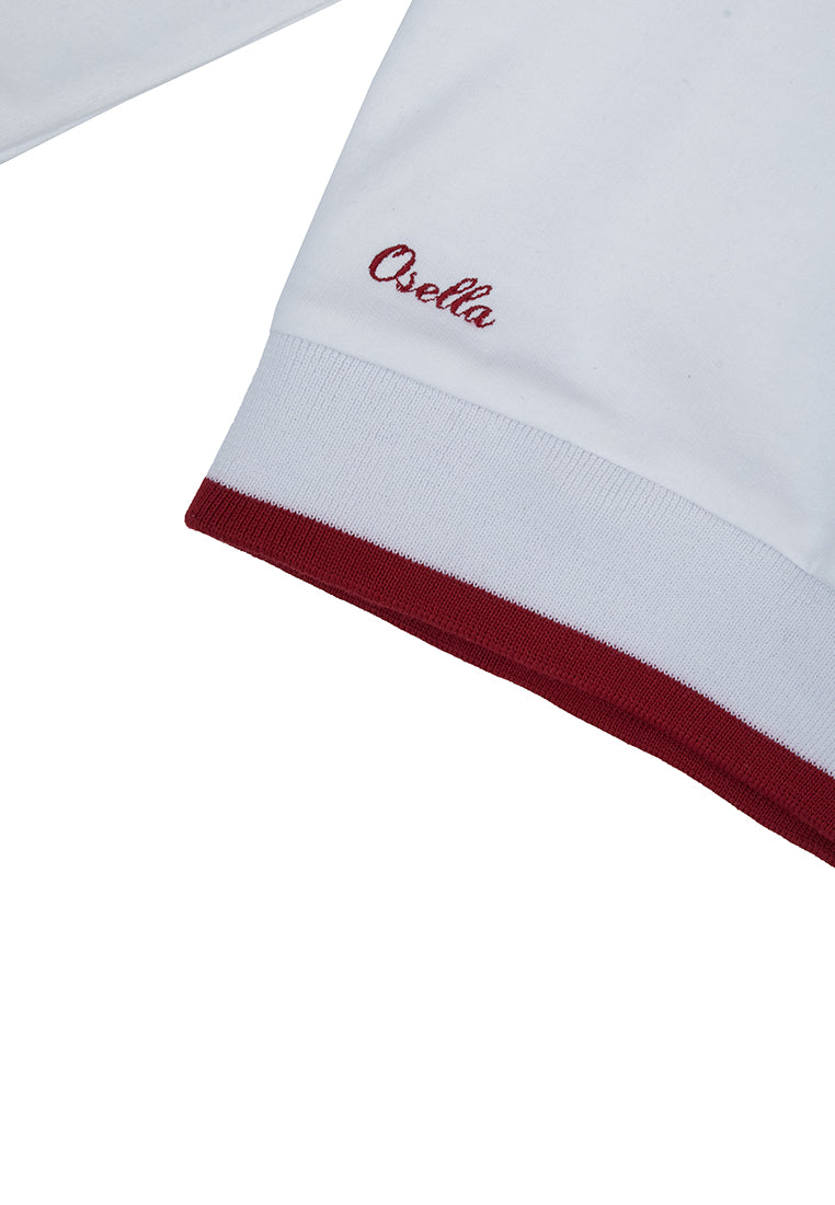 Osella Collared Sweatshirt In Red And White Color Combination