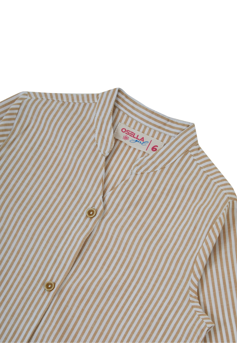 Osella Kids Stripe Tunic Shirt In Brown And White