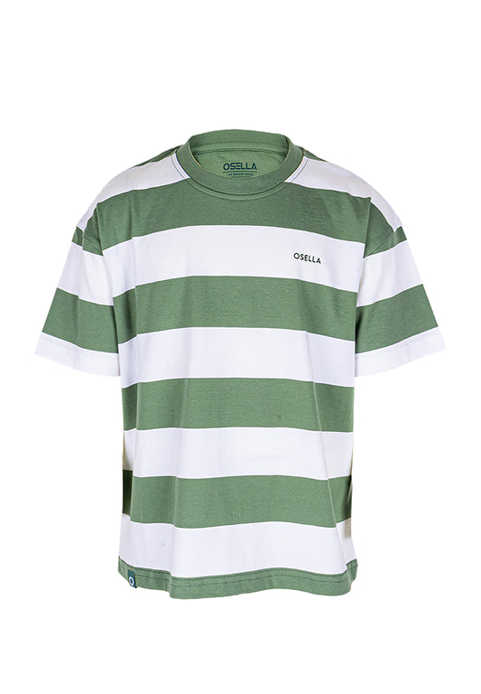 Osella Kids Oversized Stripe T-Shirt In Lafayette Green And White