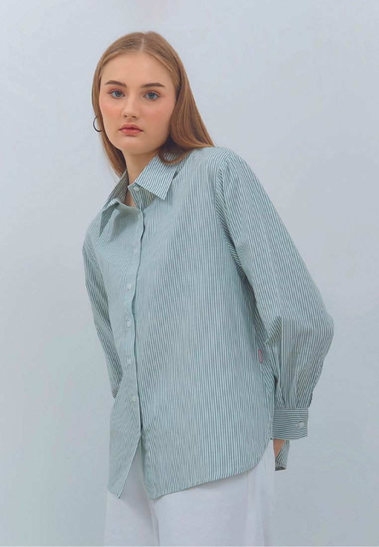 Osella Oversized Striped Shirt in Sage Green