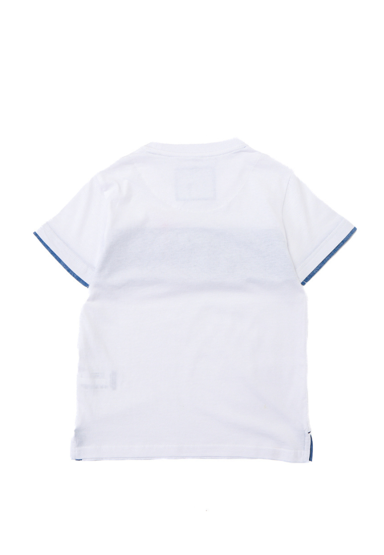 Osella Kids Regular T-shirt with Denim Stitch in White
