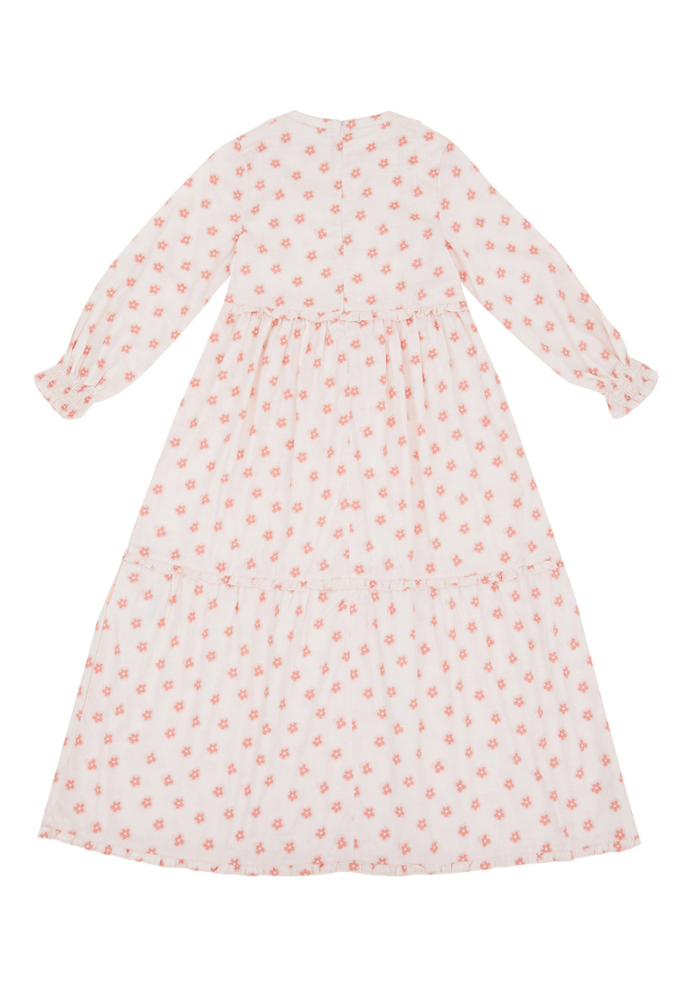 Osella Kids Sienna Long Sleeve Maxi Dress In Pink Floral Patterns