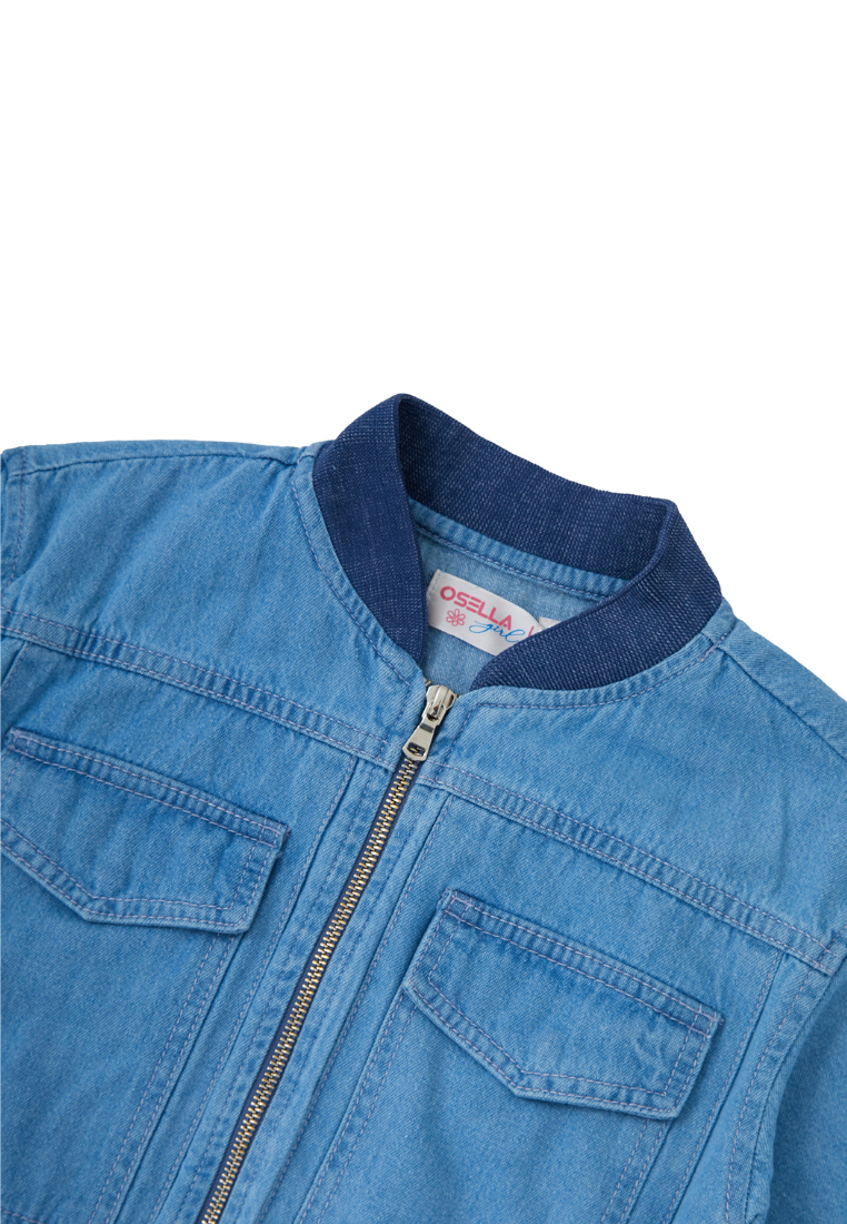 Osella Kids Girl Denim Bomber Jacket