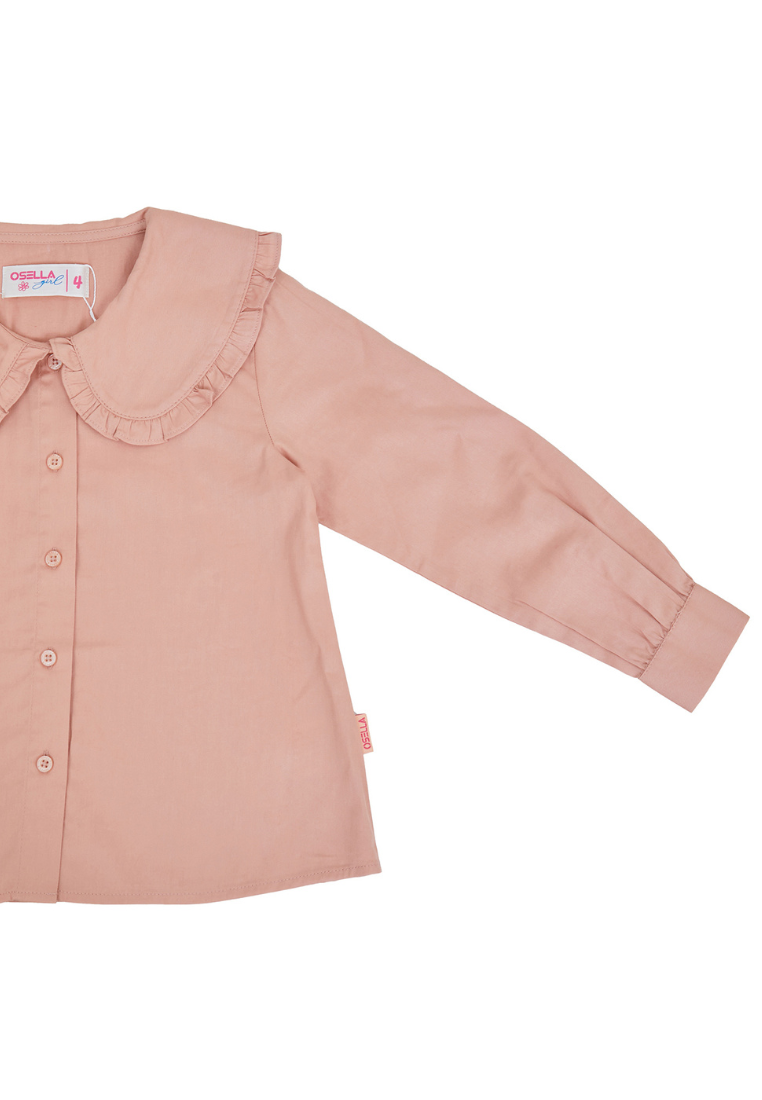 Osella Kids Long Sleeve Wide Ruffled Collar Blouse In Peach