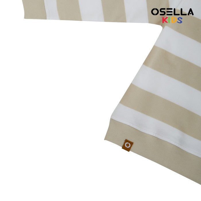 [NEW] OSELLA ADYAN LONG SLEEVE STRIPE SWEATSHIRT IN BEIGE AND WHITE 2210500238 | Kaos Anak Laki-laki Lengan Panjang