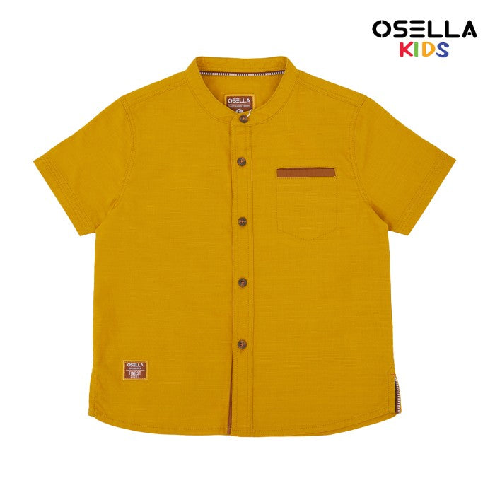 [NEW] OSELLA JAYDEN LINEN SLUB SHORT SLEEVE SHANGHAI COLLARED SHIRT IN MUSTARD 2232520283 | Atasan Kemeja Anak Laki Laki Lengan Pendek