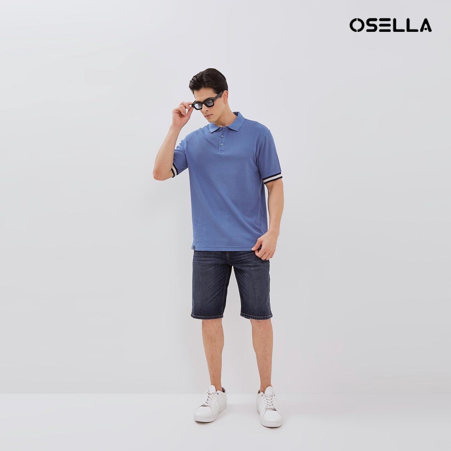 [NEW] Osella Dylan Textured Polo Shirt With Striped Rib 2021501 | Kaos Polo Atasan Lengan Pendek Laki Laki
