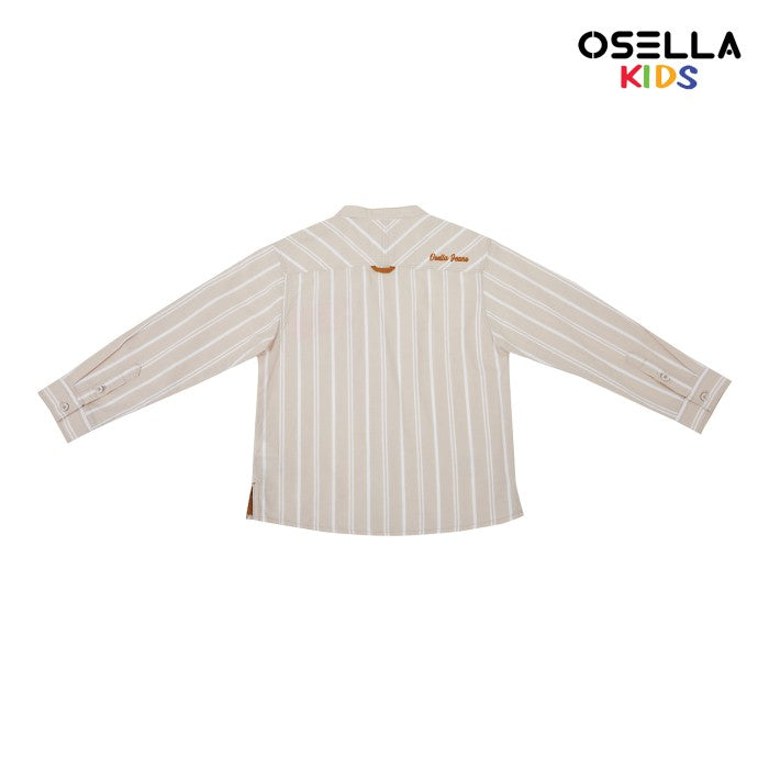 [NEW] OSELLA ROWAN VERTICAL LONG SLEEVE STRIPE SHIRT IN BEIGE AND WHITE 2237520238 | Kemeja Lengan Panjang Anak Laki-laki