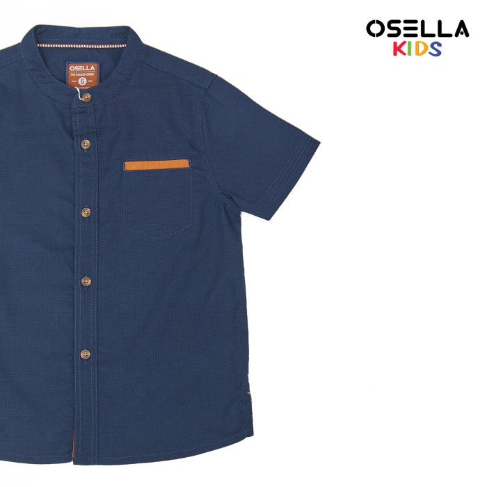 [NEW] OSELLA LINCOLN RIPSTOP SHORT SLEEVE SHANGHAI COLLARED  IN NAVY 2232520259 | Atasan  Kemeja Shanhai Anak Laki Laki