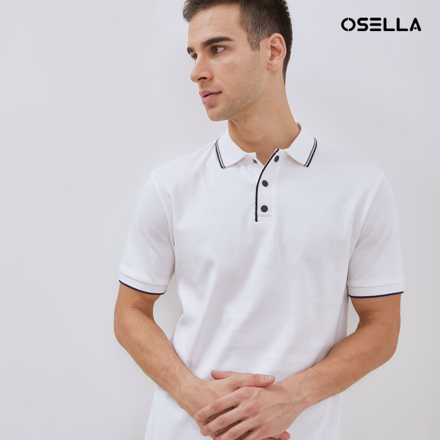 [NEW] Osella Cruzz Ribbed Placket Polo Shirt In White 2021400801