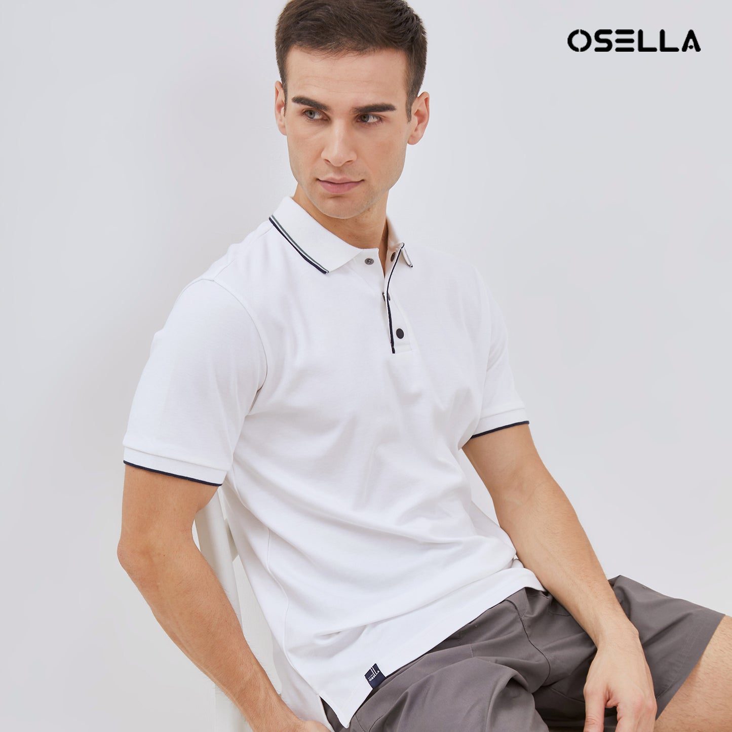 [NEW] Osella Cruzz Ribbed Placket Polo Shirt In White 2021400801