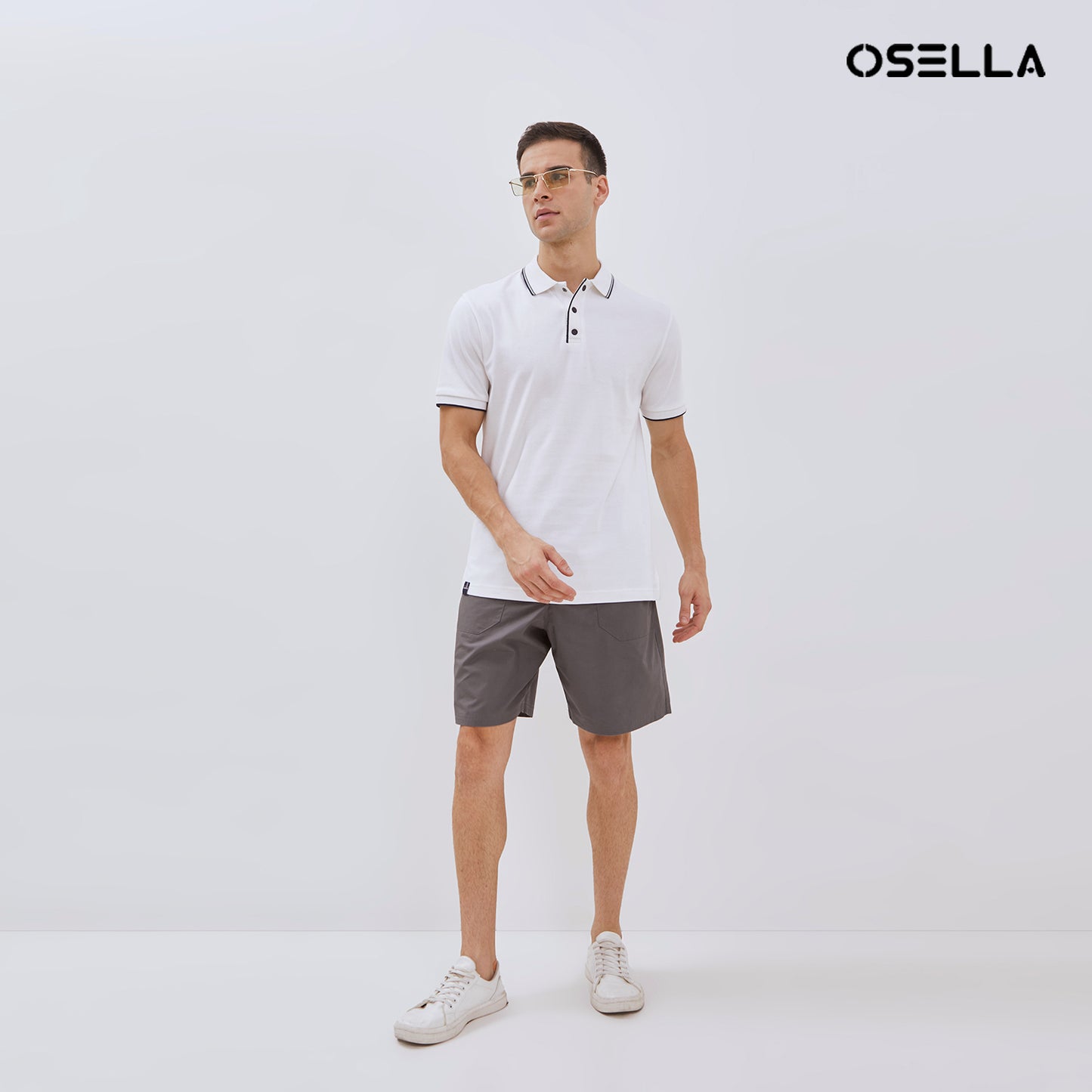 [NEW] Osella Cruzz Ribbed Placket Polo Shirt In White 2021400801