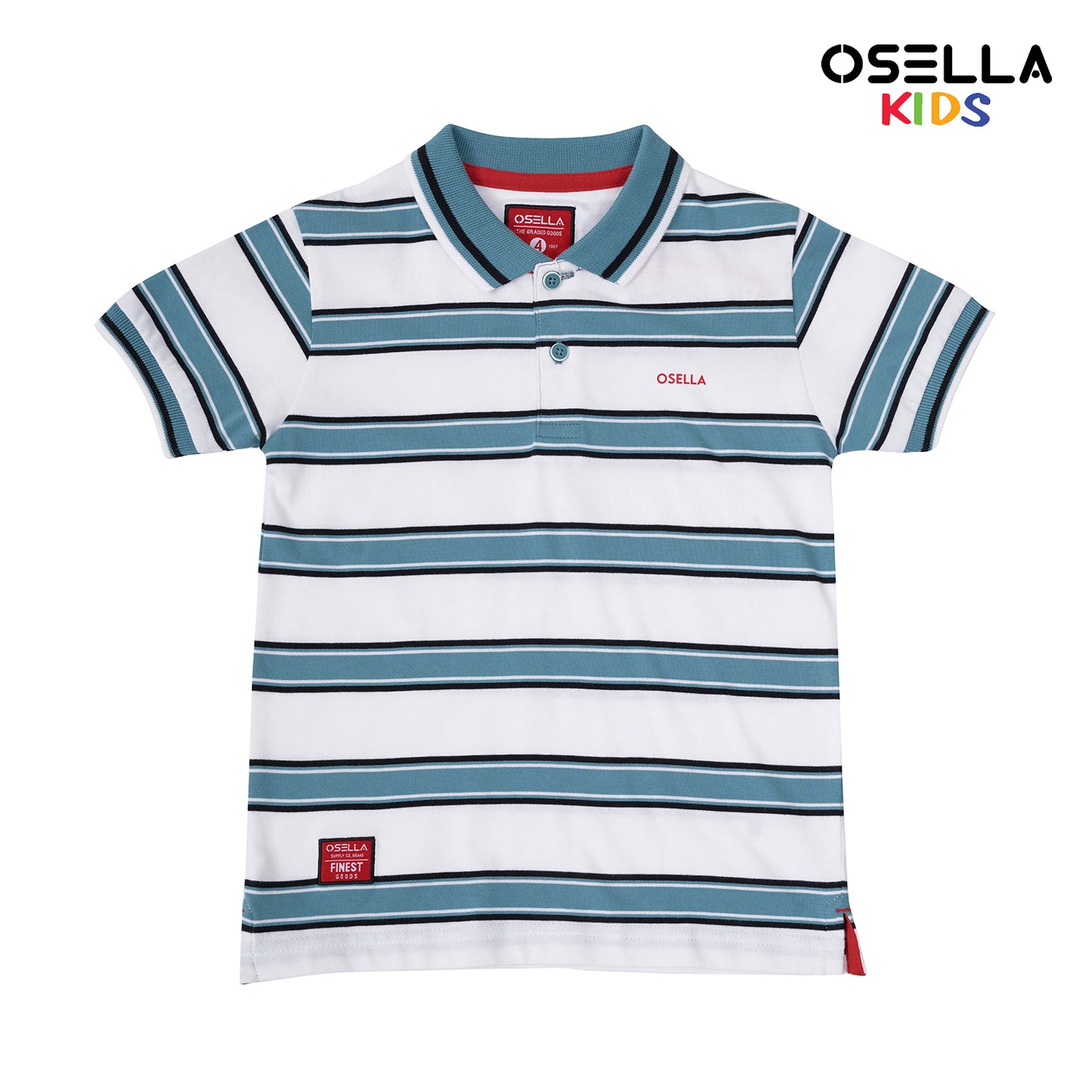 Osella Simon Stripe Polo Shirt In White And Matcha Green