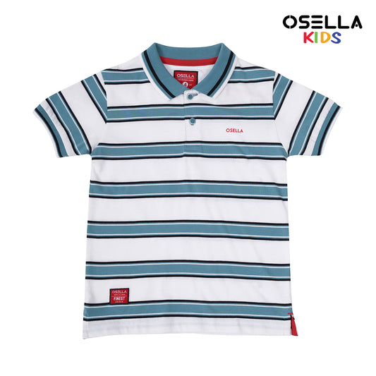 Osella Simon Stripe Polo Shirt In White And Matcha Green 2220400219