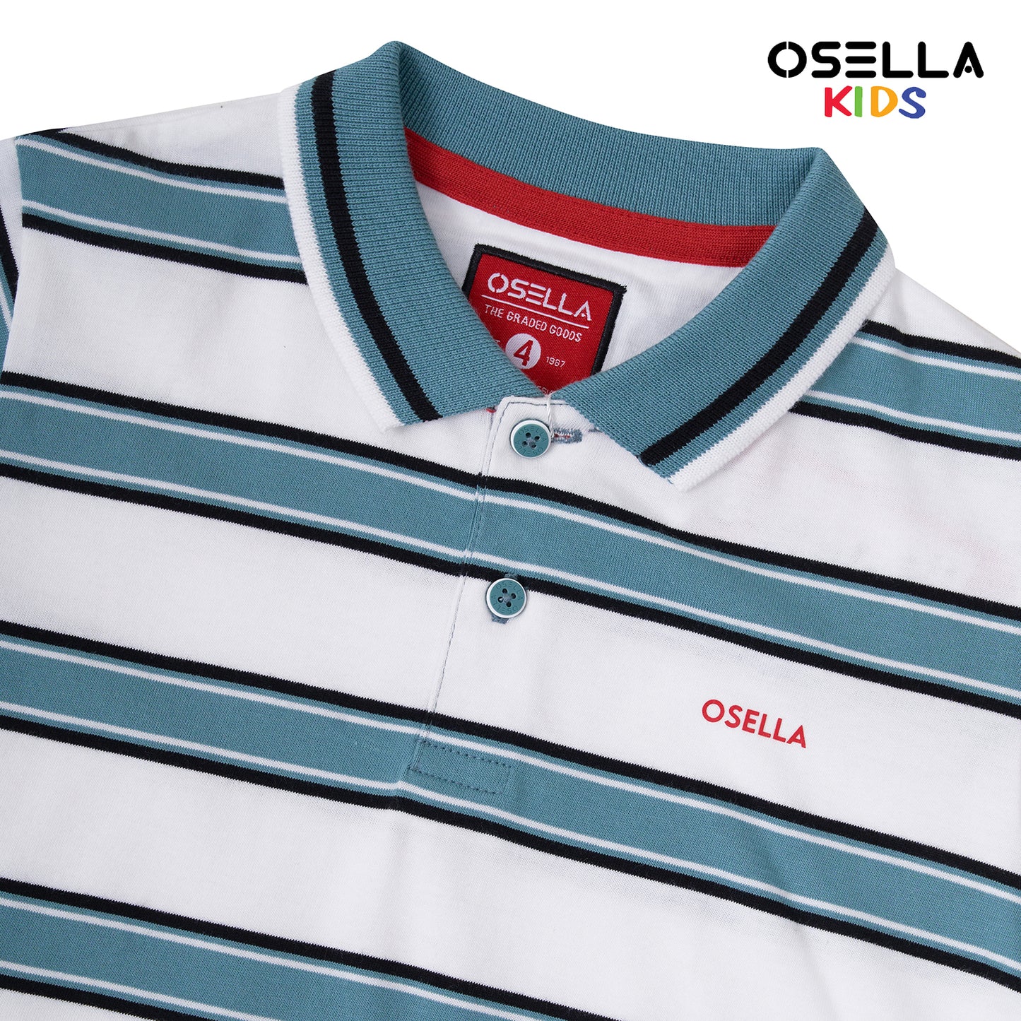 Osella Simon Stripe Polo Shirt In White And Matcha Green