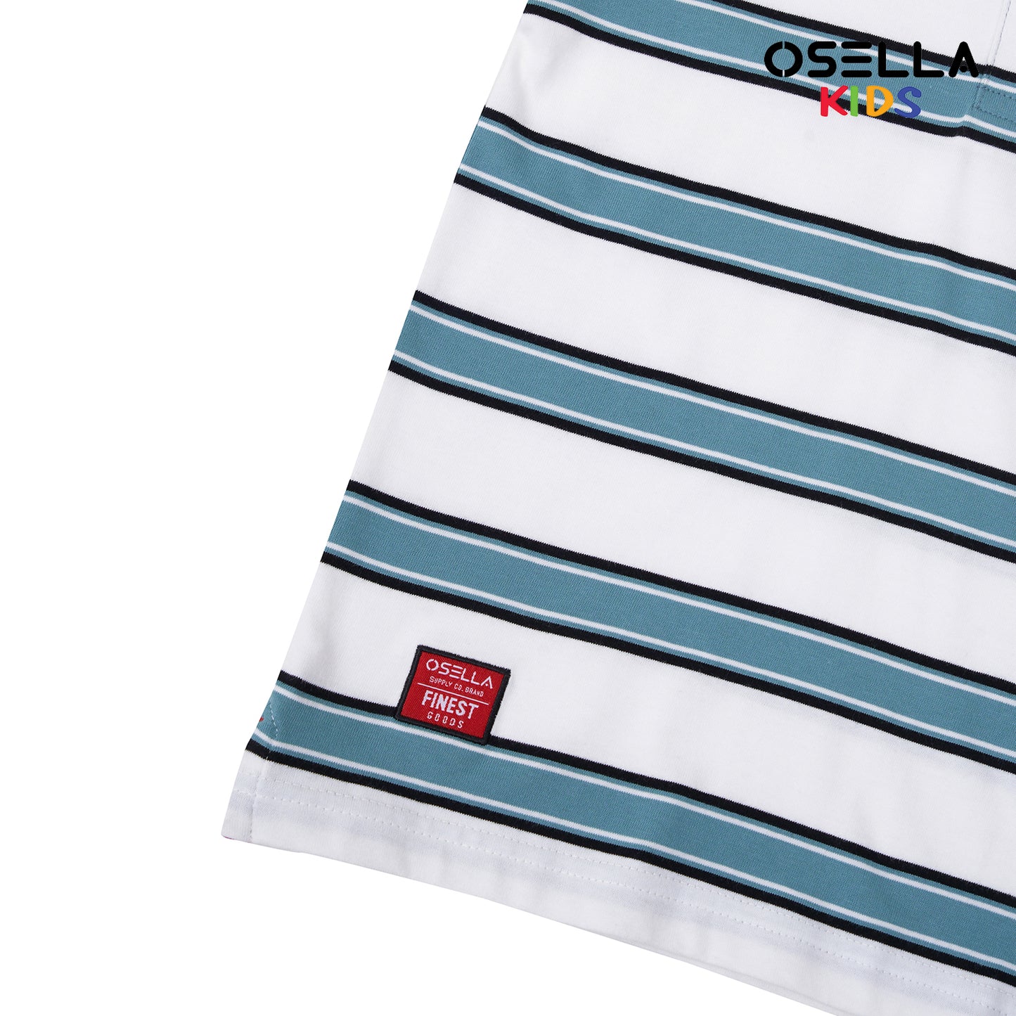 Osella Simon Stripe Polo Shirt In White And Matcha Green