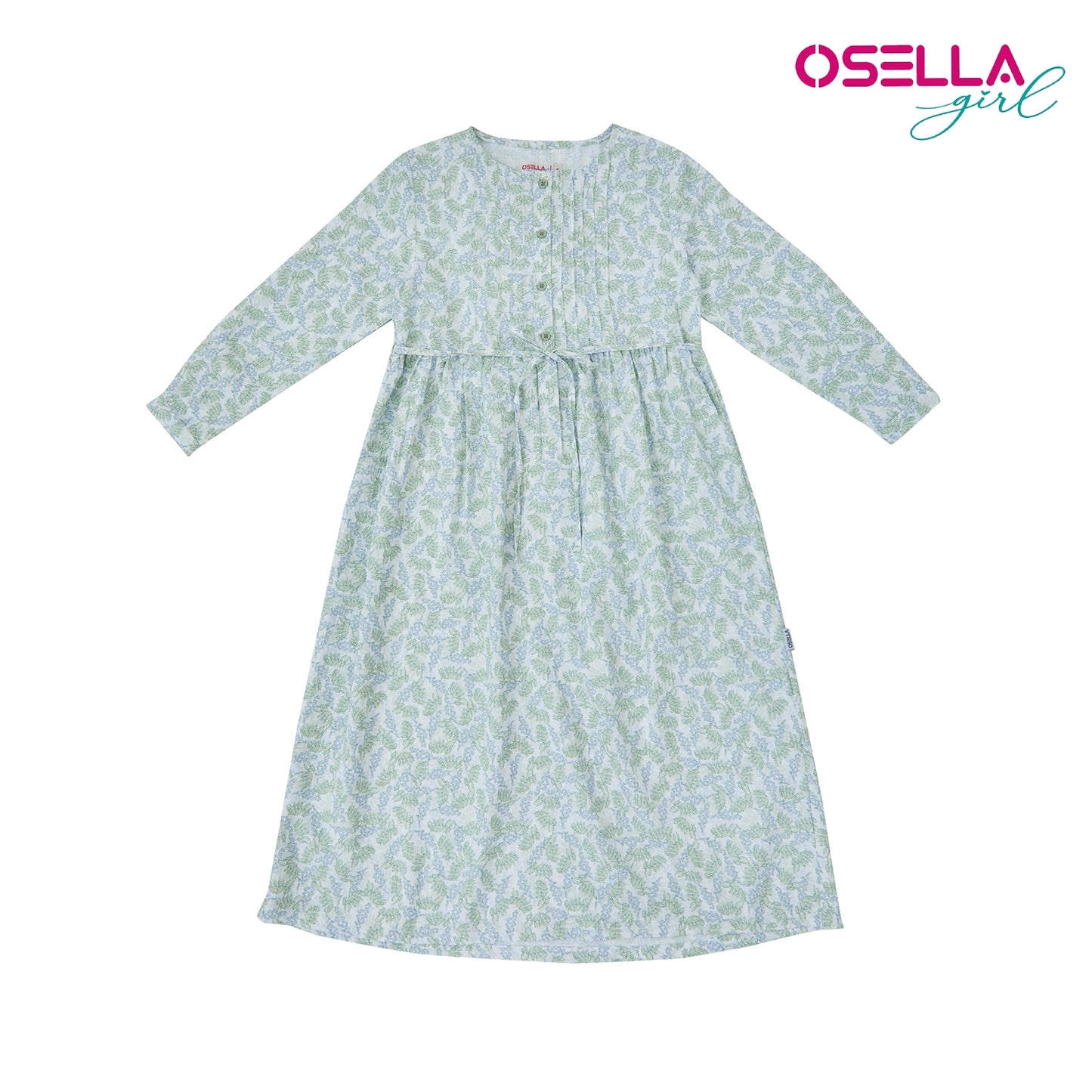 [NEW] OSELLA FLORAL MAXI DRESS IN WHITE WITH PLEAT DETAILING ON THE FRONT 2357501219
