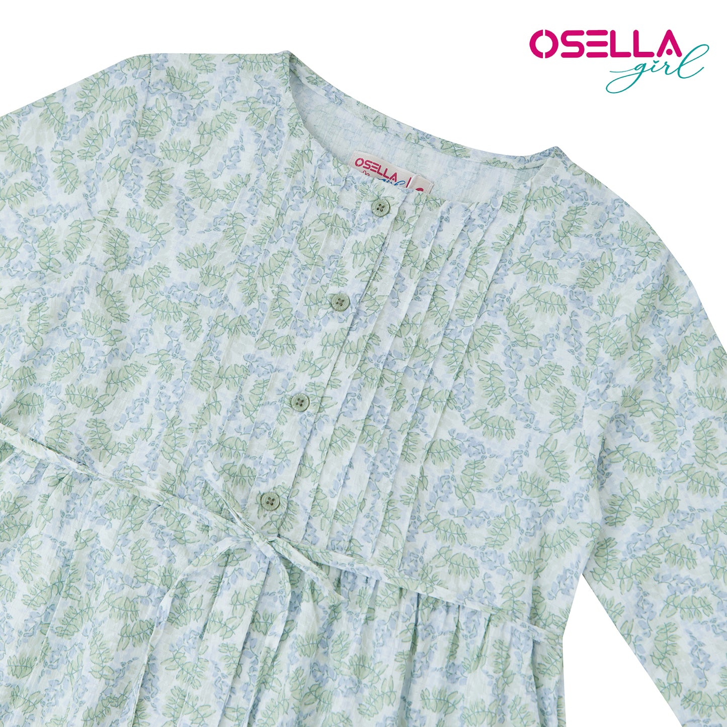 [NEW] OSELLA FLORAL MAXI DRESS IN WHITE WITH PLEAT DETAILING ON THE FRONT 2357501219