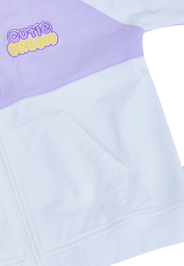 Osella Kids Hoodie Jacket In Lilac And White