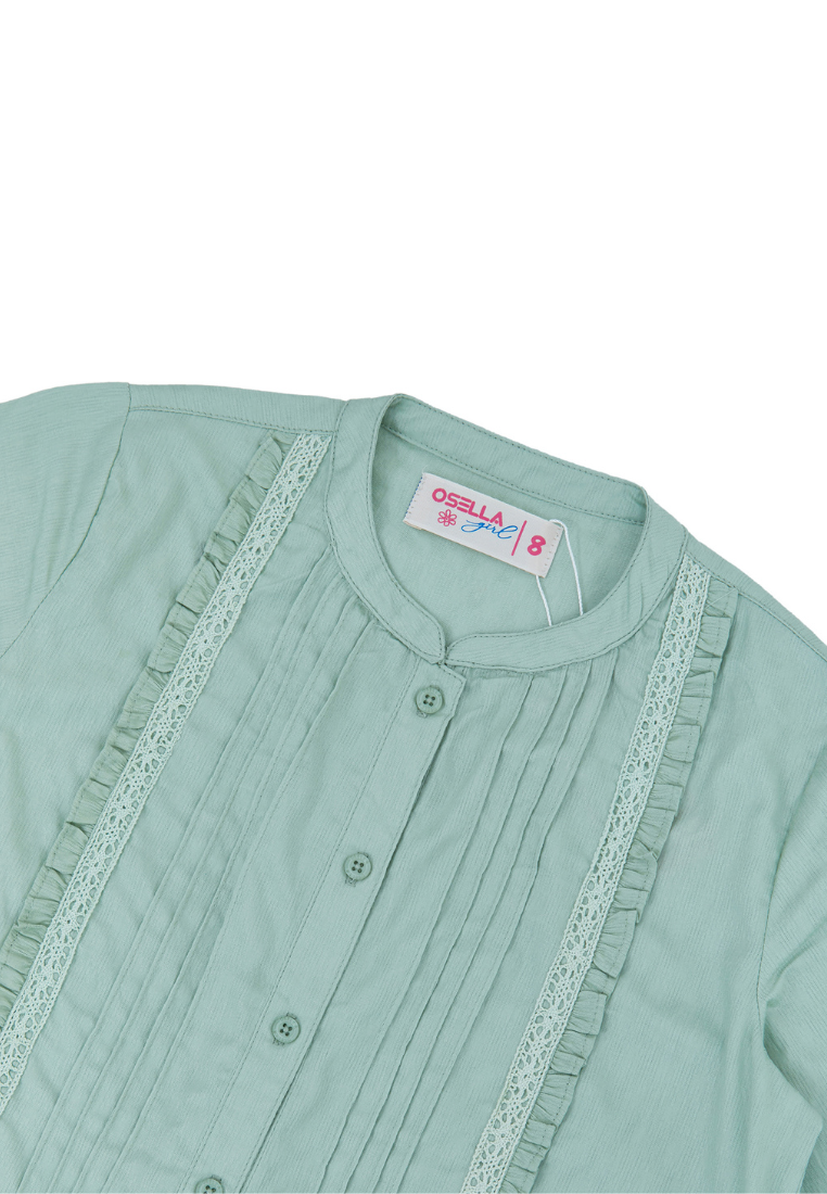 Osella Kids Long Sleeve Shanghai Collared Blouse In Mint Green