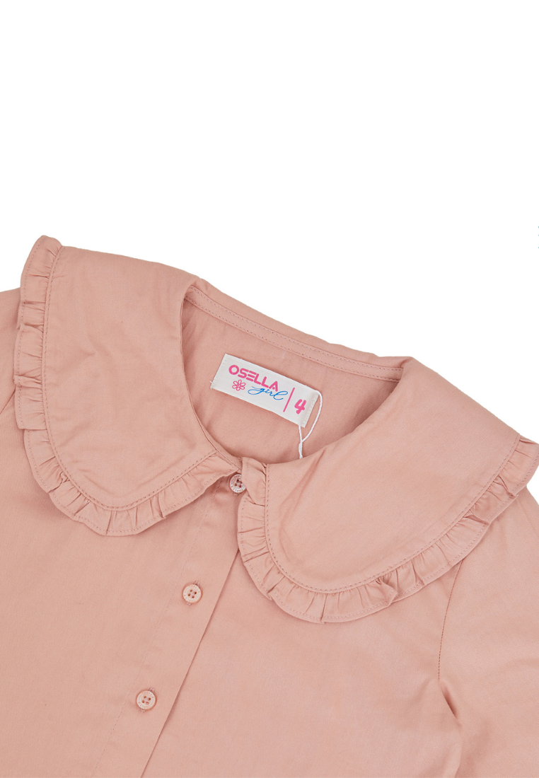 Osella Kids Long Sleeve Wide Ruffled Collar Blouse In Peach