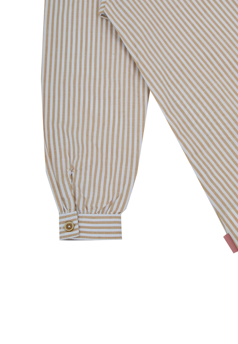 Osella Kids Stripe Tunic Shirt In Brown And White